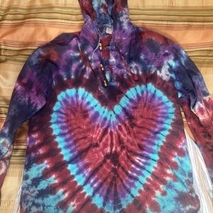 VINTAGE 100% Cotton woven hooded tie dye shirt